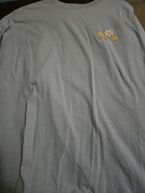 Simply Southern Light Blue Short Sleeve Tee with Floral Smile Graphic
